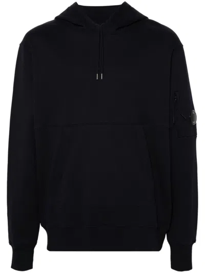 C.p. Company Navy Blue Cotton Jersey Hoodie In Black