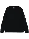 C.p. Company C.p.company Logo Cotton Crewneck Sweatshirt In Navy Blue