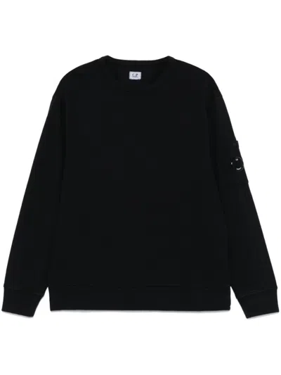 C.P. COMPANY NAVY BLUE LOGO CREWNECK SWEATSHIRT