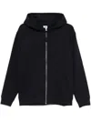 C.p. Company Navy Blue Zip-up Hoodie With Drawstring Hood And Logo In Black