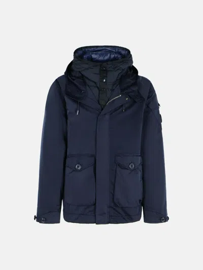 C.p. Company Navy Polyester Blend Hooded Jacket In Blue