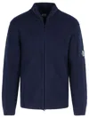 C.p. Company Wool Blend Sweater Arm Patch In Blue
