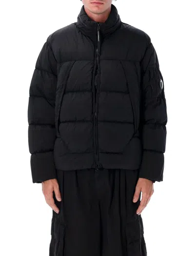 C.p. Company Nycra Puffer Jacket High Collar Design In Black