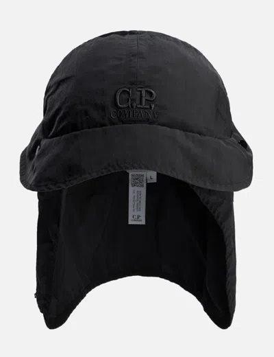 C.p. Company Nylon B Neck Flap Bucket Hat In Black