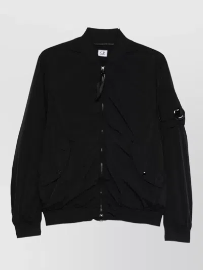C.p. Company Nylon Bomber Jacket Arm And Front Pockets In Black