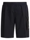 C.p. Company Textured Cargo Swimsuit Elastic Waistband In Black