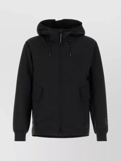 C.p. Company Nylon Stretch Jacket With Hood And Pockets In Black