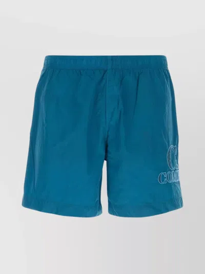C.p. Company Nylon Swimming Shorts With Back Pocket And Elasticated Waistband In Blue