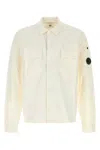 C.p. Company Off White Lens-detail Cotton Shirt In Neutral