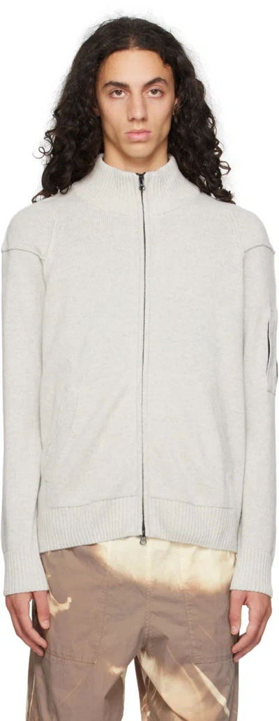 C.p. Company Off-white Lens Sweater In M13 Off White Melang