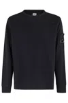 C.p. Company Sweatshirts Crew Neck In Diagonal Raised Fleece In Black