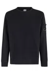 C.p. Company Sweatshirts Crew Neck In Diagonal Raised Fleece In Black