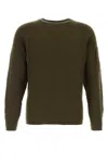 C.p. Company Lens-detail Ribbed Sweater Knitwear Brown In Ivygreen