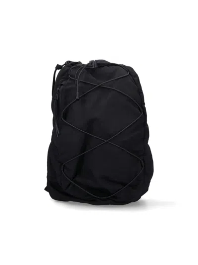 C.p. Company One-shoulder Logo Backpack In Black