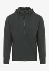 C.p. Company Goggle Hooded Sweatshirt With Zippered Pockets In Green