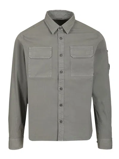 C.p. Company Organic Cotton Gabardine Shirt Shirts White In Grey