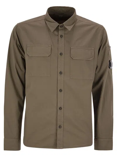 C.p. Company Cp Company Organic Gabardine Buttoned Lens Shirt In Beige