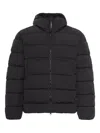 C.p. Company Men Black Down Jacket With Fixed Hood With Googles Detail In Tech Fabric Man In Black