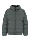 C.p. Company Grey Down Jacket With Fixed Hood With Googles Detail In Gray
