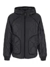 C.p. Company Black Jacket With Fixed Hood And Logo Plaque On The Sleeve In Black