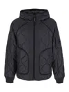 C.p. Company Black Jacket With Fixed Hood And Logo Plaque On The Sleeve In Black