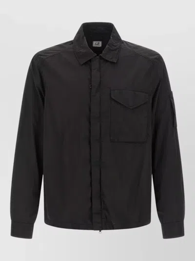 C.p. Company Overshirt Chrome R Jacket Chest Shoulder Pockets In Black