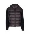 C.p. Company Black Wool Knit Jacket With Padded Hood In Black