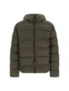 C.p. Company Quilted Green Polyamide Down Jacket With Integrated Sunglasses In Green