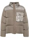 C.p. Company Boxy Cropped Padded Jacket With Horizontal Quilting In Gray