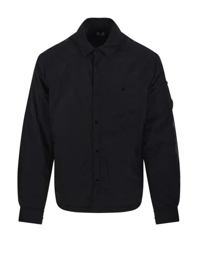 C.p. Company Padded Overshirt With Classic Button-up In Black