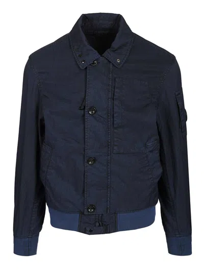 C.p. Company Men Panama-r Canvas Bomber Jacket In Blue