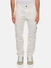 C.p. Company White Cargo Pants With Lens Motif On The Leg In Cotton Man In White