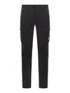 C.p. Company Men Black Pants With Cargo Pockets And Lens Motif On The Leg In Cotton Man In Black