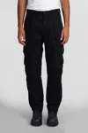 C.p. Company Black Linen And Cotton Blend Utility Trousers In Black