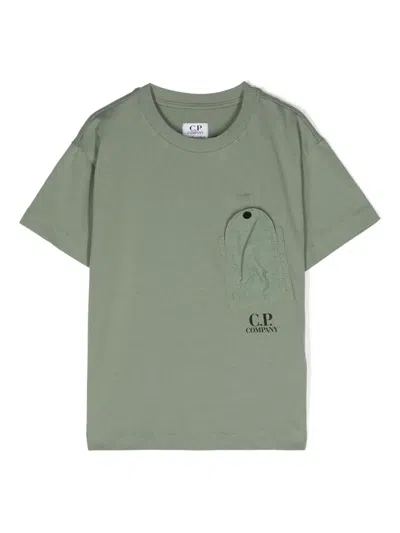 C.p. Company Kids' Patch-pocket Cotton T-shirt In Dark Green