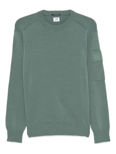 C.p. Company Patch-pocket Crew-neck Sweater In Green