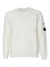 C.p. Company C. P. Company Knitwear Crew Neck In Merino Wool Felted In White