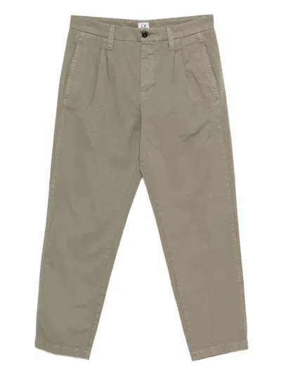 C.p. Company Pleated Button-fastening Trousers In Neutral