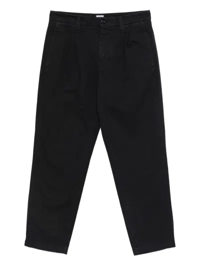 C.p. Company Pleated Cotton Trousers In Black