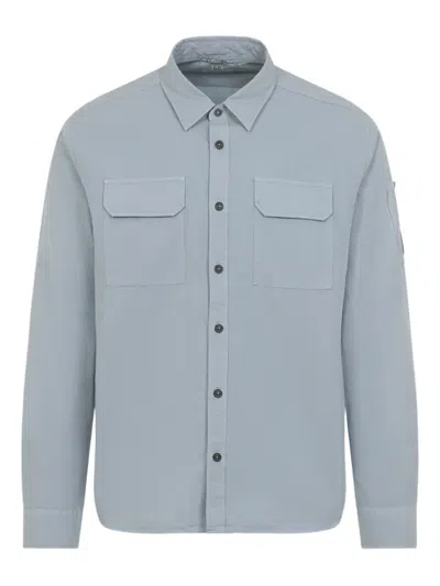 C.p. Company C. P. Company Organic Gabardine Long Sleeve Lens Shirt In Blue