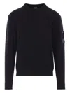 C.p. Company C.p.company Logo Cotton Crewneck Sweatshirt In Black