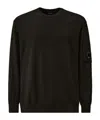 C.p. Company Merino Wool Crewneck Sweater Featuring Pockets In Black