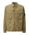 C.p. Company Corduroy Overshirt With Front Zipper And Logo Patch In Nude