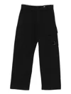 C.p. Company Black Linen And Cotton Blend Utility Trousers In Black