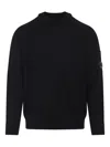 C.p. Company Knitted Wool Pullover With Signature Patch Logo In Black