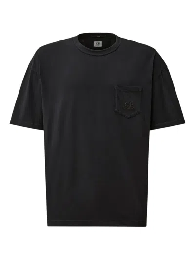 C.p. Company Pocket-embroidered T-shirt In Black