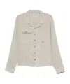 C.p. Company Casual Linen Long Sleeve Overshirt In Gray