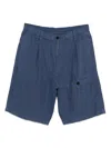 C.p. Company Pocket Linen Shorts In Blue