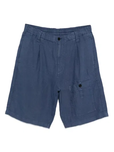 C.p. Company Pocket Linen Shorts In Blue