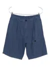 C.p. Company Pocket Linen Shorts In Blue